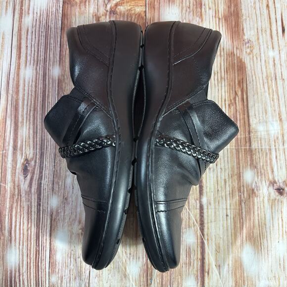 Clarks CORA BRAIDSHOE Size 10 Black Leather Braided Braid Loafers Flats Shoes - Picture 7 of 10